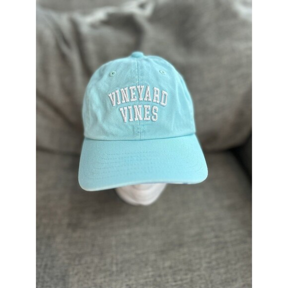 Vineyard Vines Hat Teal Blue Spellout Logo Cap Adjustable Strap Back One Size - Picture 1 of 5